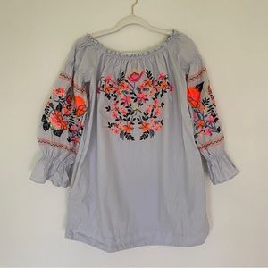 Free People Fleur du Jour Boho Style Floral Embroidery Dress, Size XS